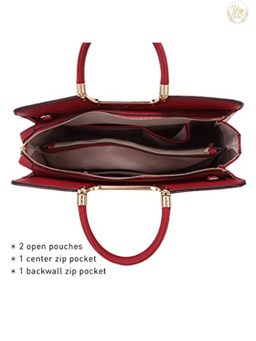 Women's Satchel Purse with Matching Wallet - Vegan Leather Work Bag